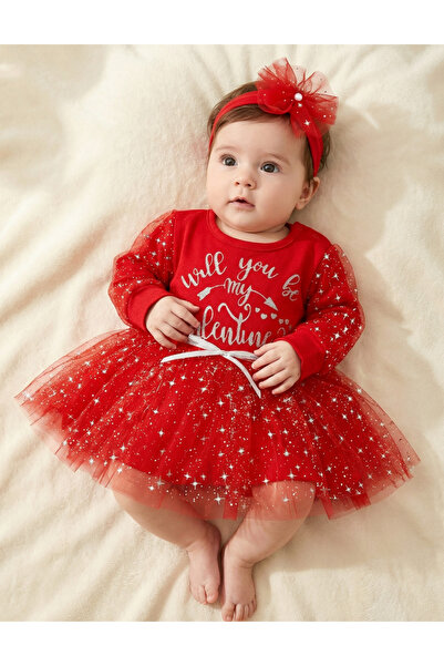 MiniKids Be Mine Christmas Headband Dress Red 80 (9-12 months)