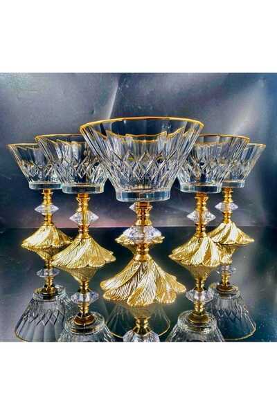 alfafe home 6 Adet Metal Ayaklı Gold Detaylı Magnolia-kase-dondurmalık-şekerl...