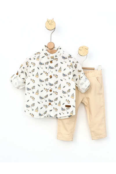 MiniKids Σετ 2 τεμαχίων Toy shirt, λευκό-κρεμ 92 (18-24 μηνών)