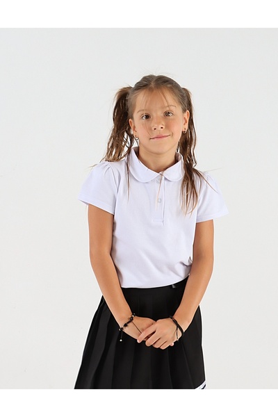 MiniKids Girls' POLO style T-shirt, white model 158 (12-13 years)