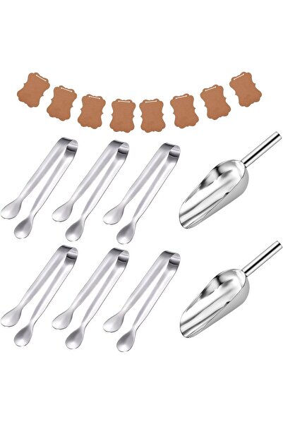 Other Set Candy Bar, 6 Clești și 2 Lopeți Gheață - Oțel Inoxidabil 304, Argin...