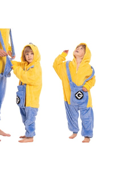 Other Costum Kigurumi pentru copii Minion — Pijama tip salopetă integrală, ga...