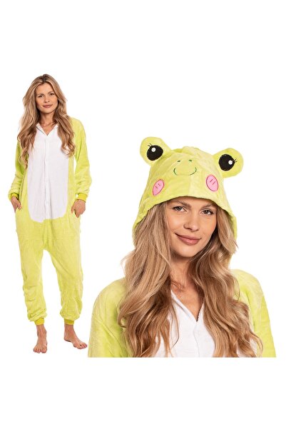Other Kigurumi frog pattern jumpsuit pajamas — Women's green onesie costume w...