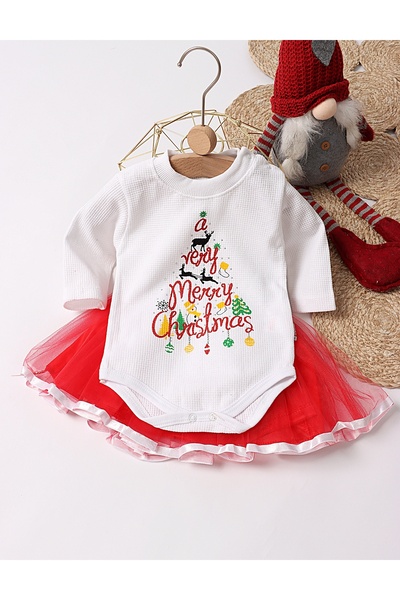 MiniKids Compleu A Very Merry Christmas alb-rosu 92(18-24 luni)