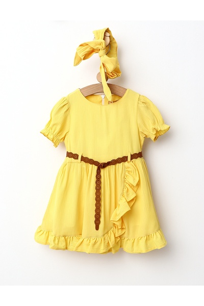 MiniKids Maria yellow dress with headband and Belt 104 (3-4 years)