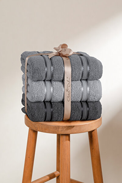 Coton Delux Pera 3'lü %100 Pamuk Havlu Seti | El, Yüz - Mutfak Havlusu | Çant...