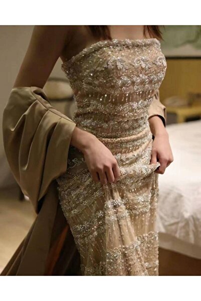 ranin embroidered tulle evening dress