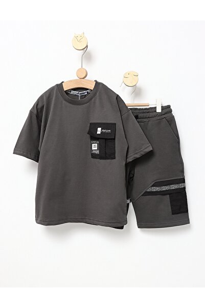 MiniKids Σετ καλοκαιρινών ενδυμάτων New Design premium σκούρο γκρι 140 (9-10 ...