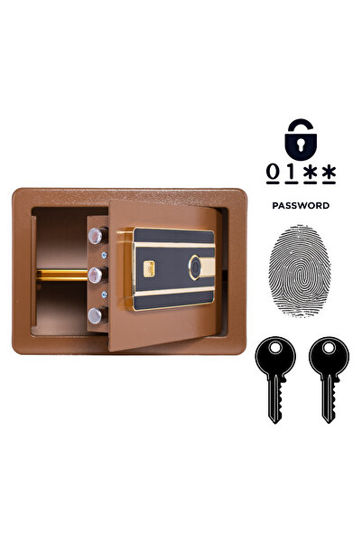 Other Biometric Safe - Double Lock, Steel, and Code - 25x35x25 cm, Brown