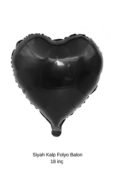 Bunloon Siyah Kalp Folyo Balon Doğum Günü Parti Dekoru