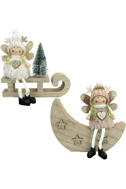 Other Set Figurine Îngerași Crăciun - Decor Lemn, Stil Universal - 2 buc, 13....