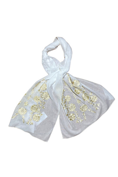 rody's forever Traditional kerchief scarf, white/cream, 180 x 53 cm
