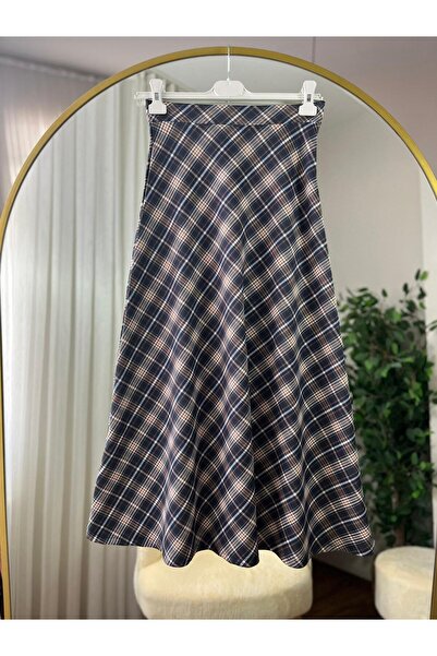 Parla Modam YUNA FERMUARLI BELİ LASTİKLİ EKOSELİ SCUBA LİKRALI ETEK 5005