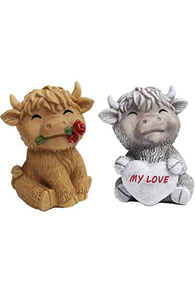 Other Set 2 Statuete Vaca Scotiana de Munte - Rasina Pictata Manual, Rezisten...