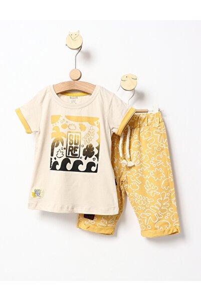 MiniKids Καλοκαιρινό σετ με σχέδιο σερφ με κίτρινο 116 (5-6 ετών)