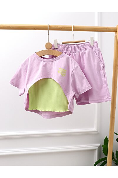 MiniKids Καλοκαιρινή στολή Κοντό Top Vibes με λιλά 146 (10-11 ετών)