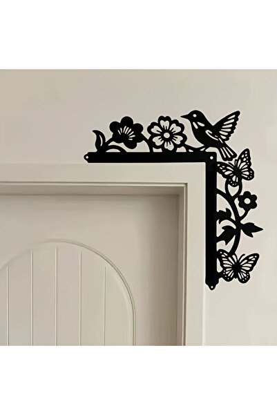 SSCNC 53 SSCNC Çiçekli Kuş & Kelebek MDF Duvar & Kapı Köşe Dekoru | Siyah | 2...