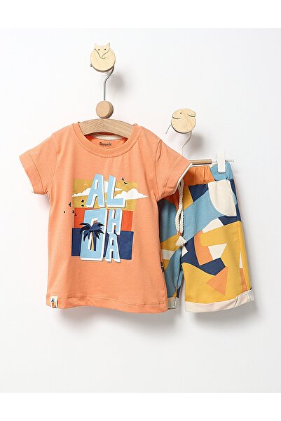 MiniKids Καλοκαιρινό σετ με σχέδιο Aloha με πορτοκαλί 116 (5-6 ετών)
