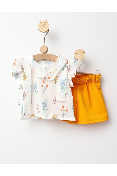 MiniKids Costumas vara Flowers For Girls model cu galben 134 (8-9 ani)