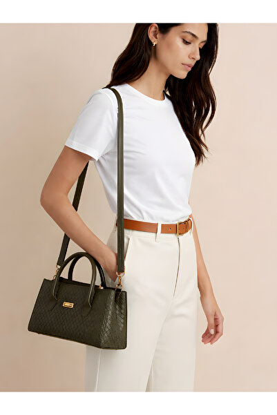 MADAMMERY Knitted/Wicker Detailed Shoulder and Hand Bag 27X13 cm