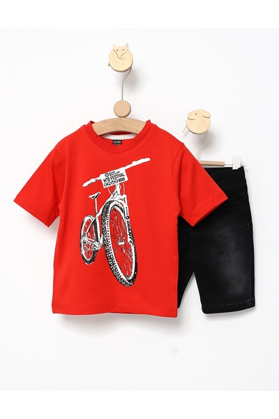 MiniKids Costumas de vara Bike Rider cu rosu 110 (4-5 ani)