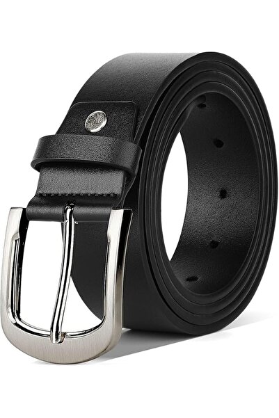 Other Men's Belt - Genuine Leather, Aluminum Buckle - 110cm, 38mm, Black, Adj...