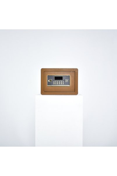 Other Seif Casnic Blindat - Inchidere Electronica si Cheie, Otel, Alarma - 25x35x25 cm, Maro