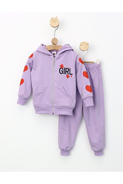 MiniKids Φόρμα για κορίτσια, μωβ καρδιές μοντέλο 110 (4-5 ετών)