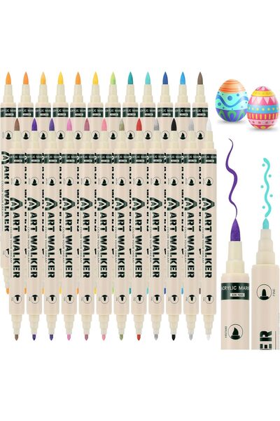 Other Markere Acrilice 24 Culori - Varf Dublu Pensula si Subtire - Multi-supr...