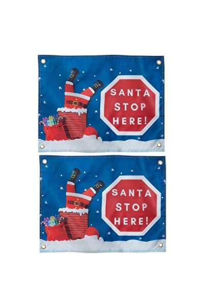 Other Set of 2 Christmas Flags Santa Stop Here - UV Resistant Polyester , 4 B...