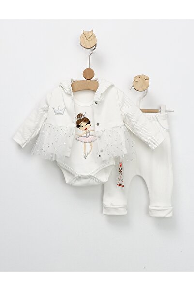 MiniKids Set balerina 3 piese alb 74 (6-9 luni)