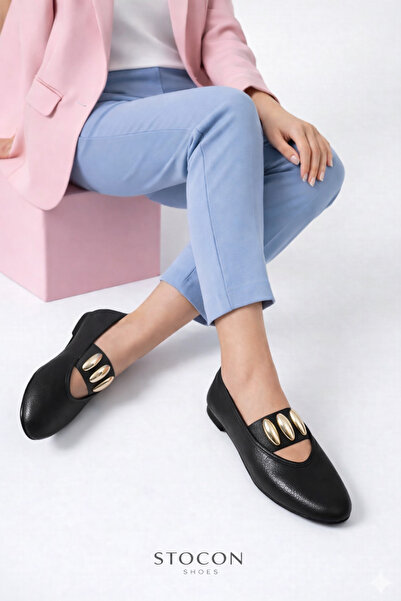 STOCON Elegant Women's Daily Accessory Detailed Round Toe Stylish Ballerinas ...