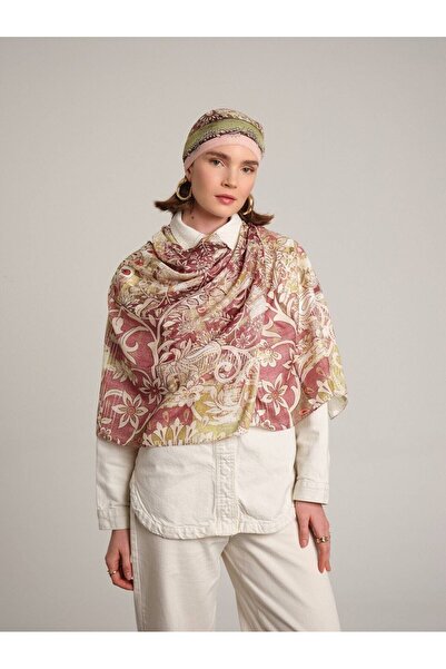 Ayshara Nakkaşın Mührü Ethnic Patterned Single-Sided Shawl - Rose Pink