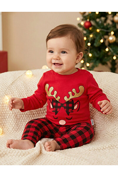 MiniKids Costumas Shine Deer model cu rosu 86 (12-18 luni)