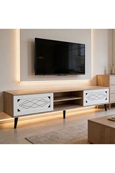 Bleco Modern High-End Luxury TV Cabinet - Wooden Living Room Furniture with N...