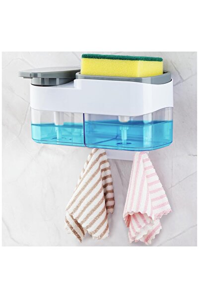 Other 2in1 Wall Soap Dispenser, Sponge Holder, 2x500ml, ABS, No Drilling, She...