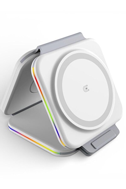 OEM 3 in 1 LED Magnetic Wireless Charger, Ultra-Portable, Foldable, 15W Fast ...