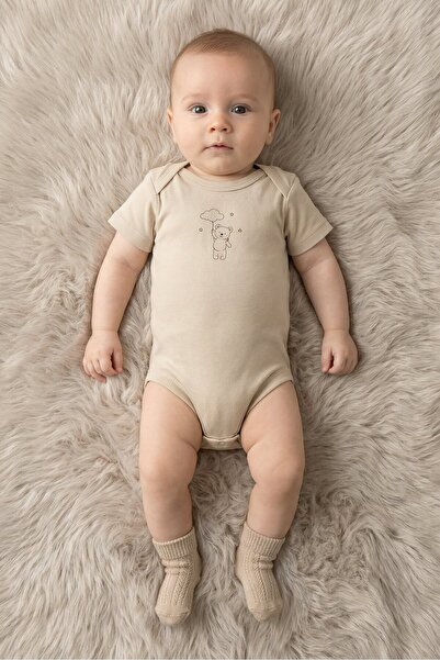 Bonjour Bebe Toddlers Boy 3Packs Bear Print Short Sleeve Bodysuit Set, Multic...