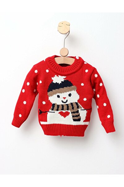 MiniKids Pulover SnowMan Has Heart rosu 98 (24-36 luni)
