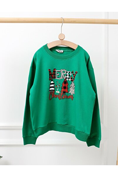 MiniKids Merry Christmas green plush sweatshirt 158 ​​(12-13 years)