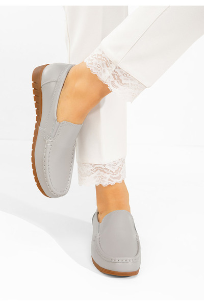 B T Shoes Women's Leather loafers Panoma gray