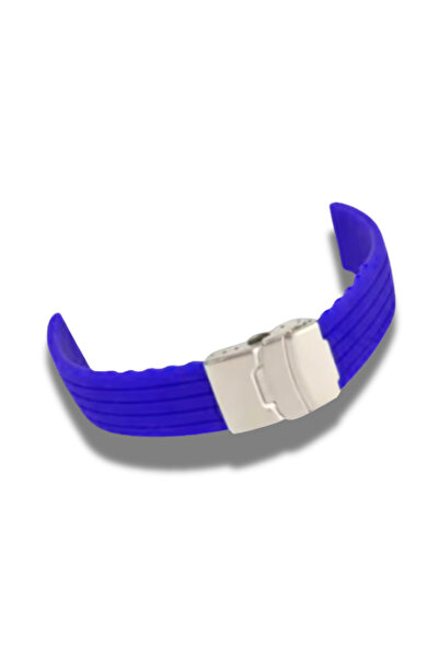 OEM Curea Ceas din Silicon, Imprimeu Liniar, Uni, Catarama Argintie, 22mm, Negru