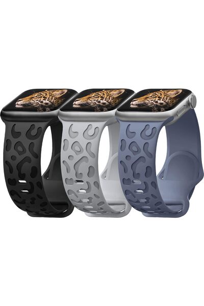 Other Set 3 Brățări Silicon Imprimeu Leopard pentru Apple Watch 38mm, Negru/B...