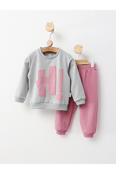 MiniKids Compleu Happy Team, model gri-roz 104 (3-4 ani)