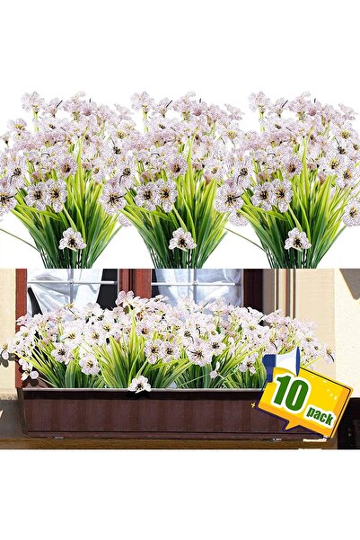 Other Artificial Flowers - 10 Silk Bouquets, 180 Flowers, UV Resistant - Whit...