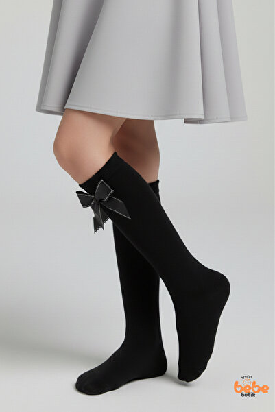 Trend Bebe Butik Детски безшевни дълги чорапи до коляното с пайети, сатенена ...