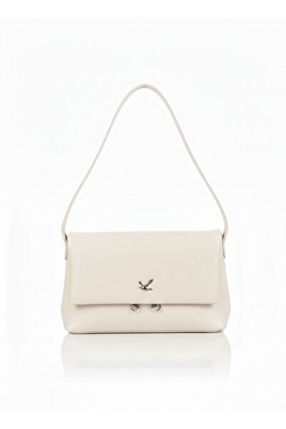 JASECO Gümüş Kuş Logolu Kapaklı Baget Omuz Çantası