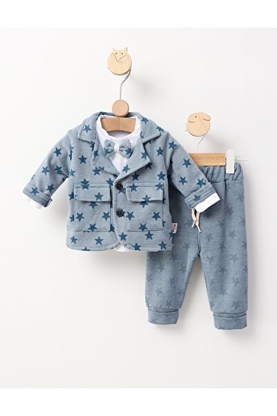 MiniKids Elegant suit, with bow tie, Kids, blue 74 (6-9 months)