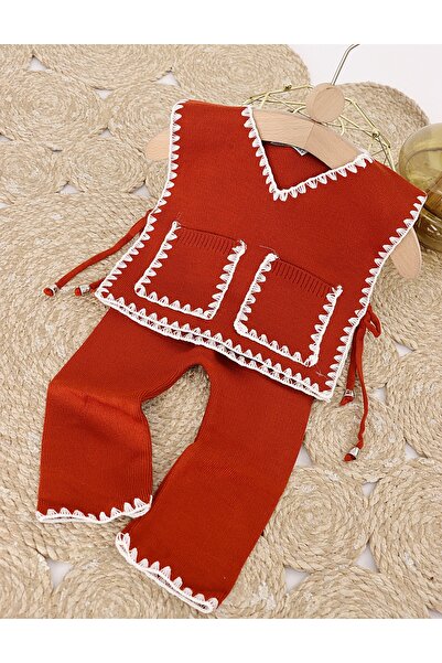 MiniKids Costumas croset cu vesta Maya model caramiziu 92(18-24 luni)