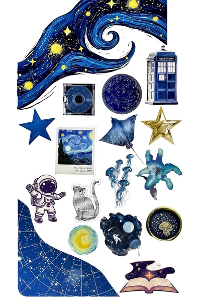Limitless Design Space & Stars Themed Sticker Set 22X30 cm – Astronaut, Galax...